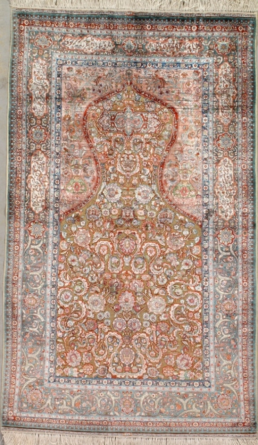 Qum Silk Rug Gold Metal INV7160F First Rugs Rugs Antique rugs